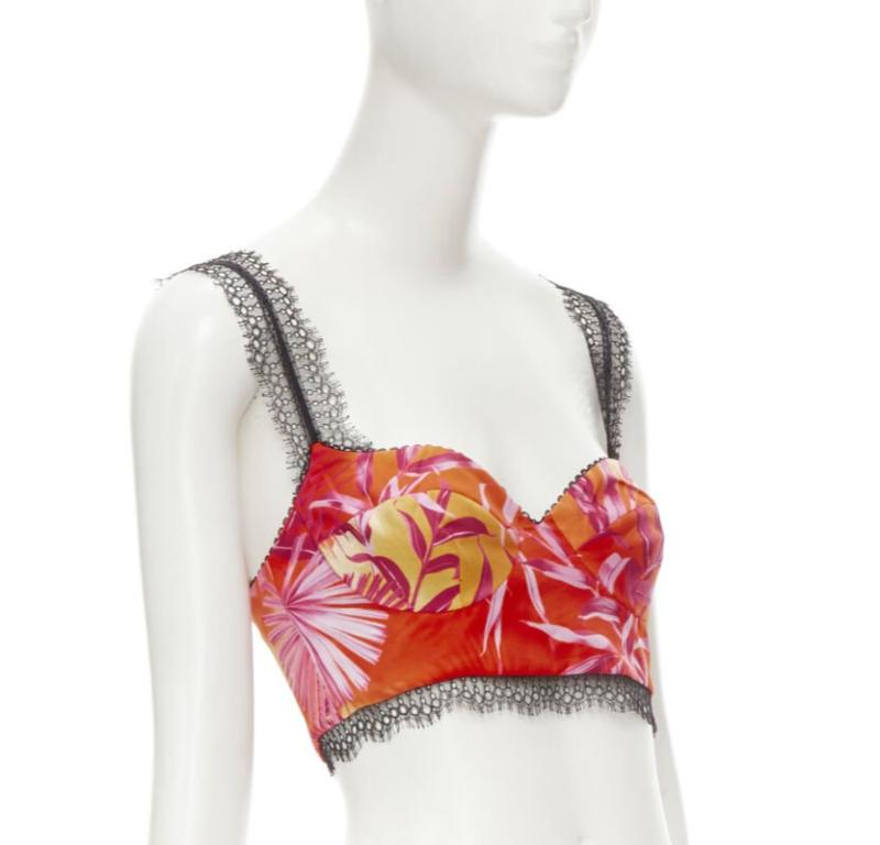 Beige VERSACE 2020 Iconic JLo Jungle print pink tropical bralette IT40 S