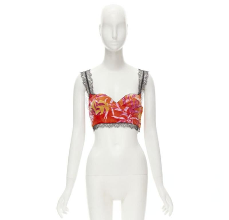 VERSACE 2020 Iconic JLo Jungle print pink tropical bralette IT40 S 2