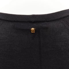 VERSACE 2020 Medusa buttons black wool cashmere silk cardigan IT38 XS