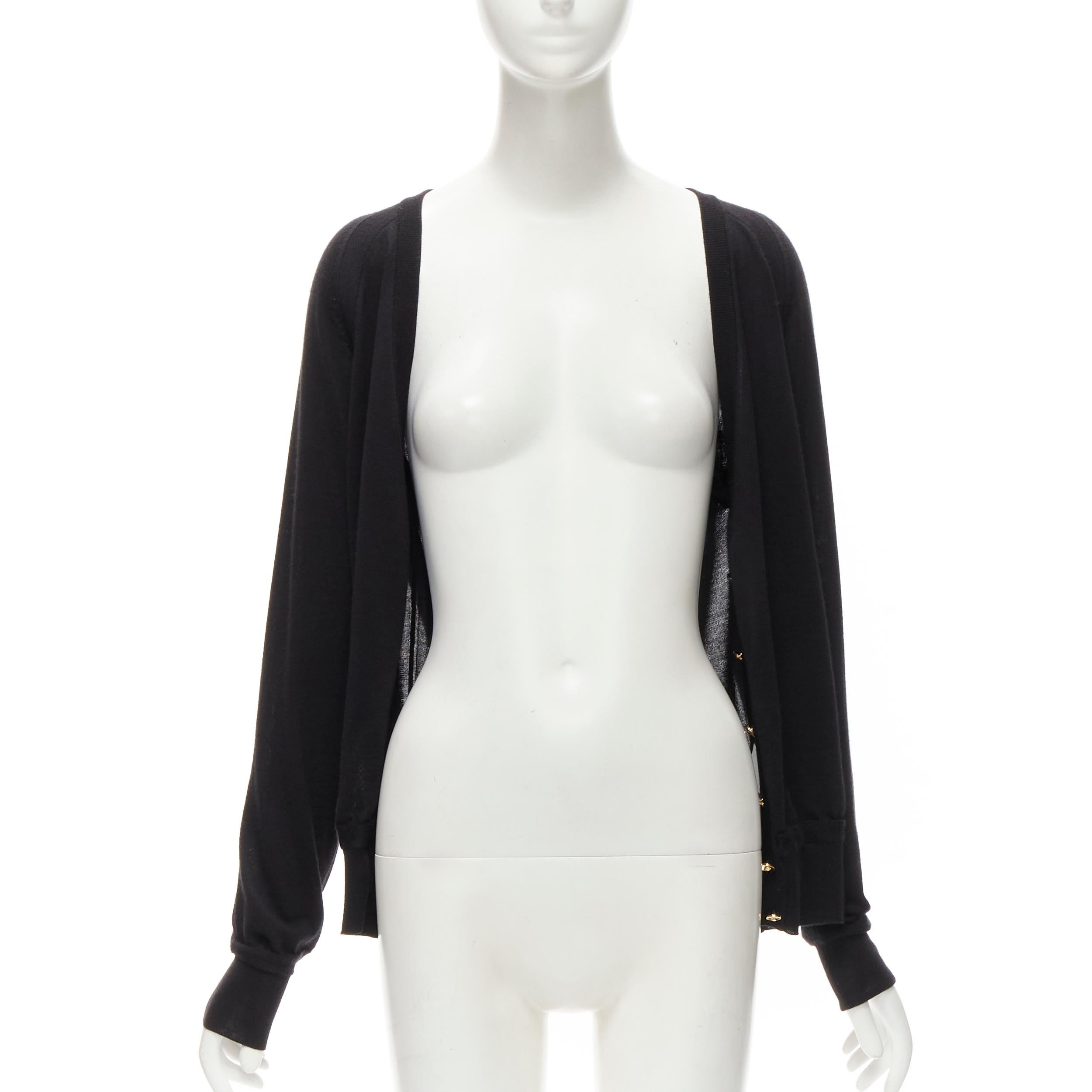 VERSACE 2020 - Cardigan Medusa à boutons en laine noire cashmere soie IT38 XS en vente 4