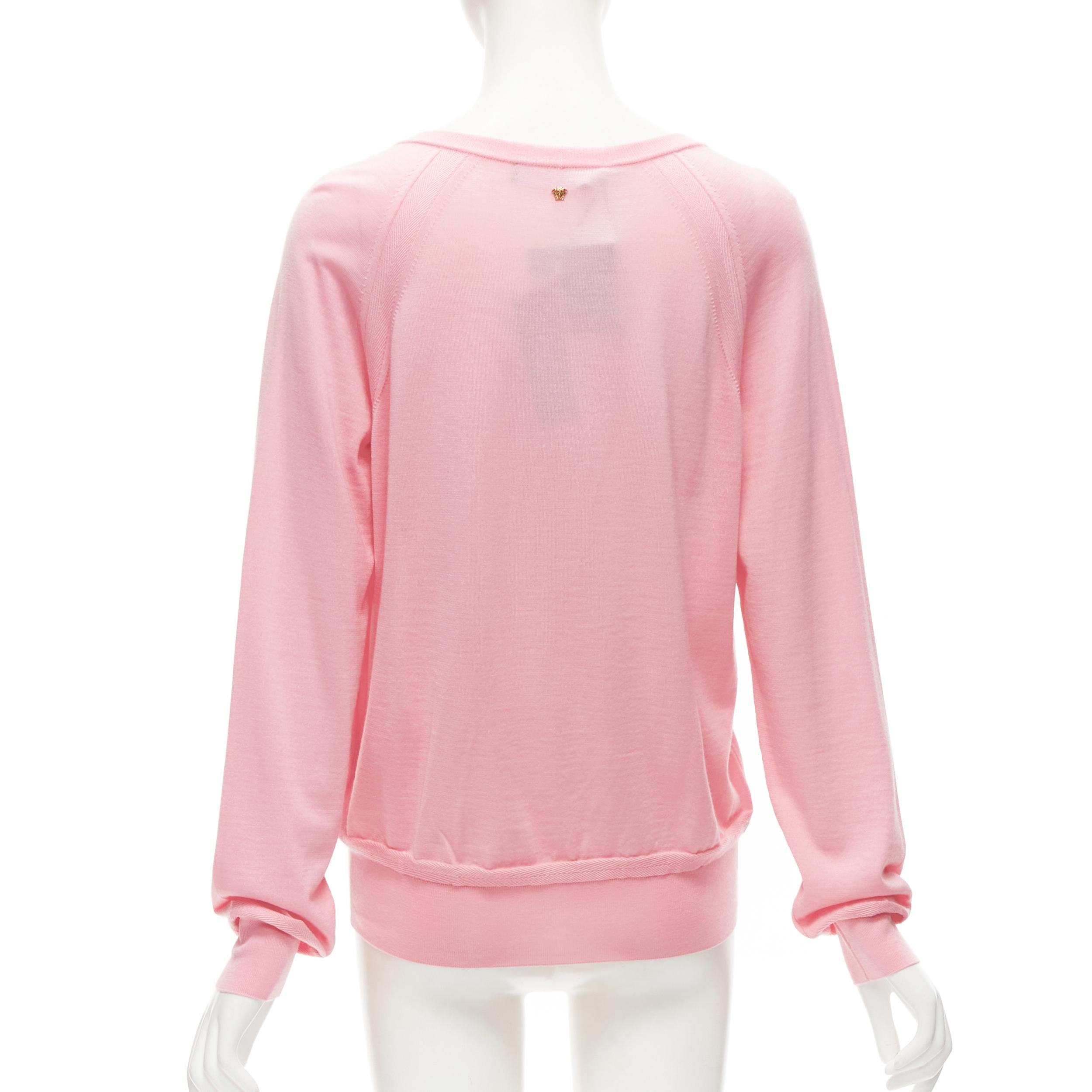 VERSACE 2020 Medusa buttons pink wool cashmere silk cardigan IT42 M Pour femmes en vente