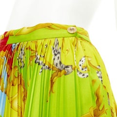 VERSACE 2020 Runway Barocco Acanthus Pop Medusa pleated midi skirt IT38 XS