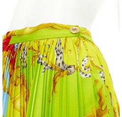VERSACE 2020 Runway Barocco Acanthus Pop Medusa pleated midi skirt IT38 XS
