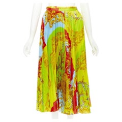 VERSACE 2020 Laufsteg Barocco Acanthus Pop Medusa plissierter Midirock IT38 XS