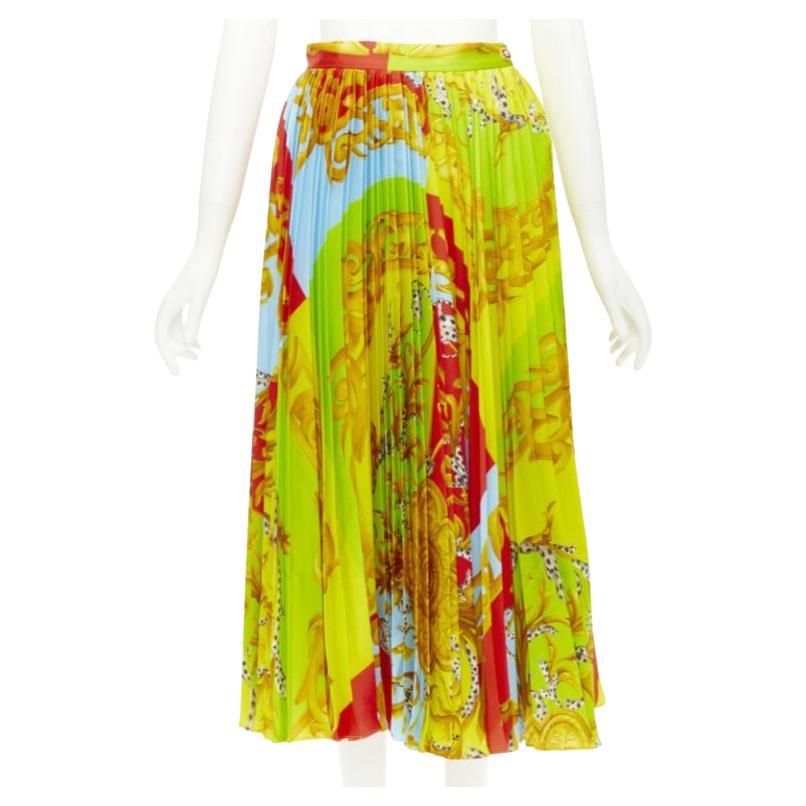 VERSACE 2020 Laufsteg Barocco Acanthus Pop Medusa plissierter Midirock IT38 XS