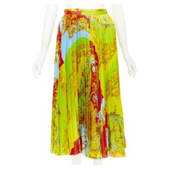 VERSACE 2020 Runway Barocco Acanthus Pop Medusa pleated midi skirt IT38 XS
