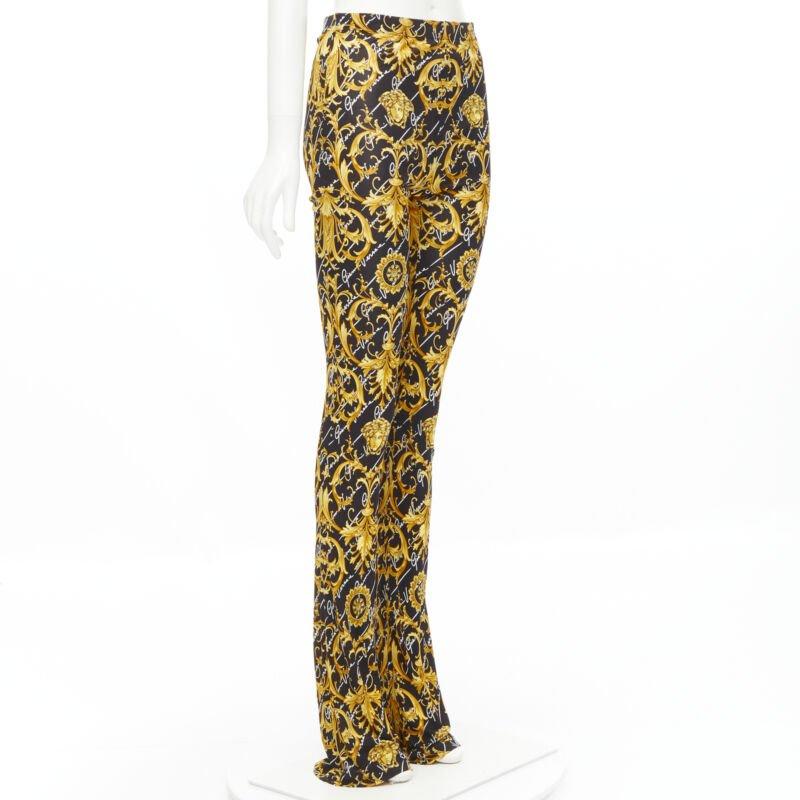 Brown VERSACE 2020 Runway Gianni Signature Medusa Barocco gold flare pants IT42 M
