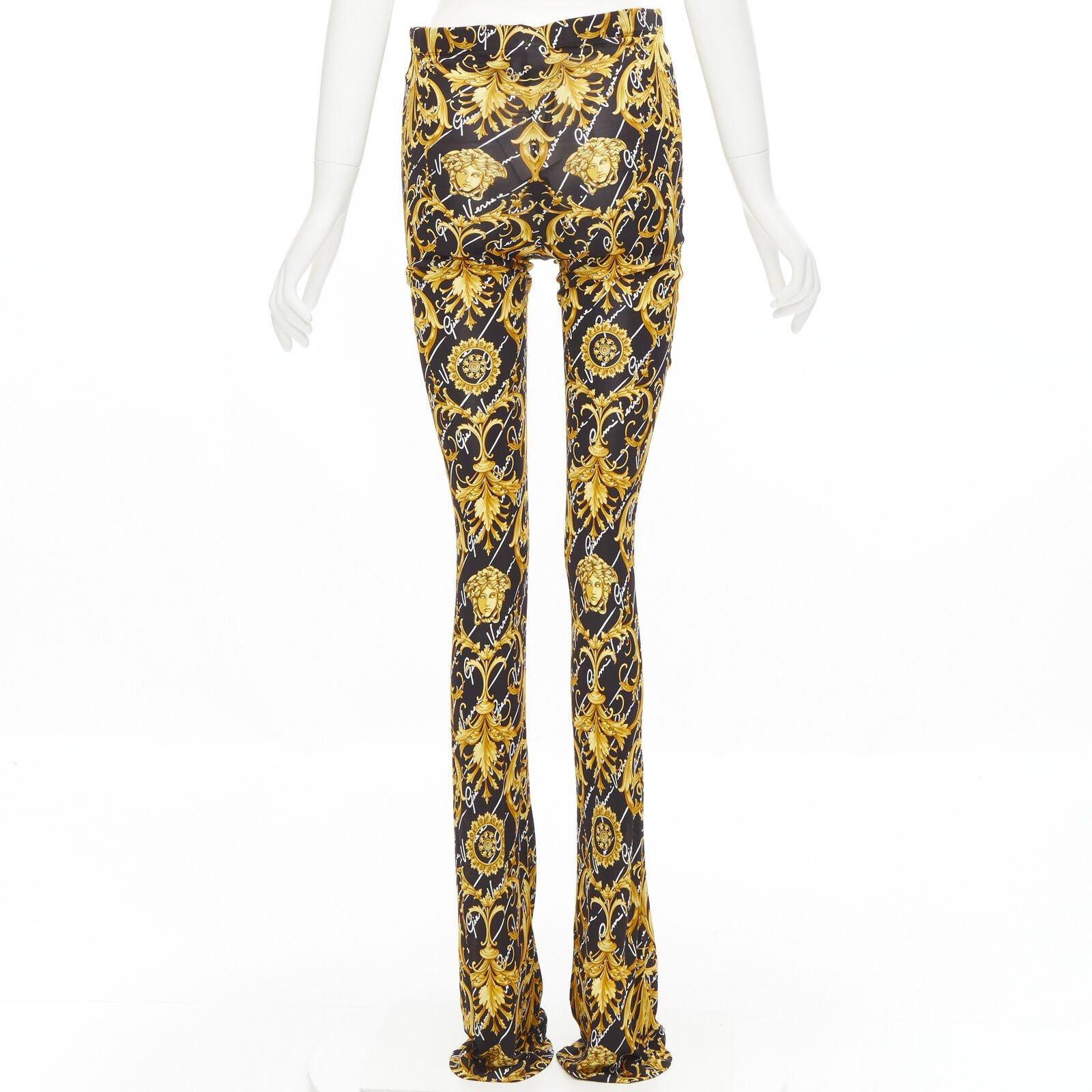 Women's VERSACE 2020 Runway Gianni Signature Medusa Barocco gold flare pants IT42 M For Sale