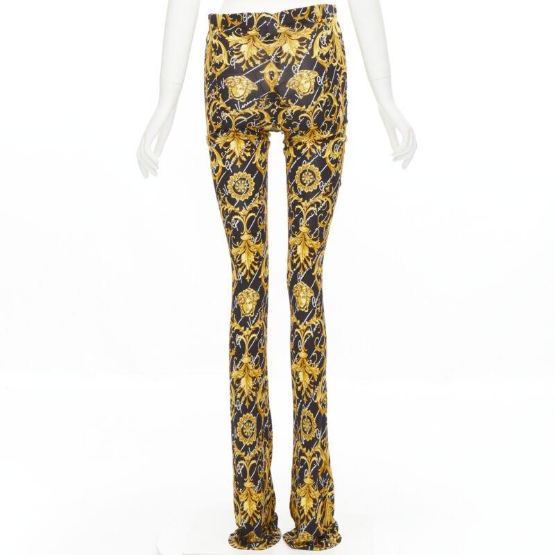 Women's VERSACE 2020 Runway Gianni Signature Medusa Barocco gold flare pants IT42 M