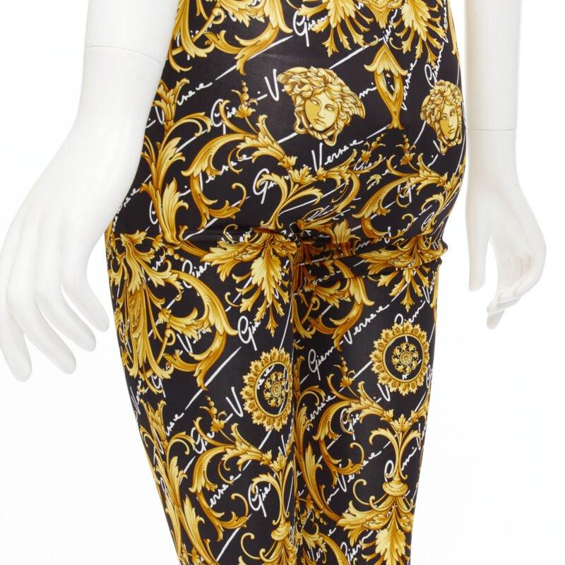 VERSACE 2020 Runway Gianni Signature Medusa Barocco gold flare pants IT42 M For Sale 4