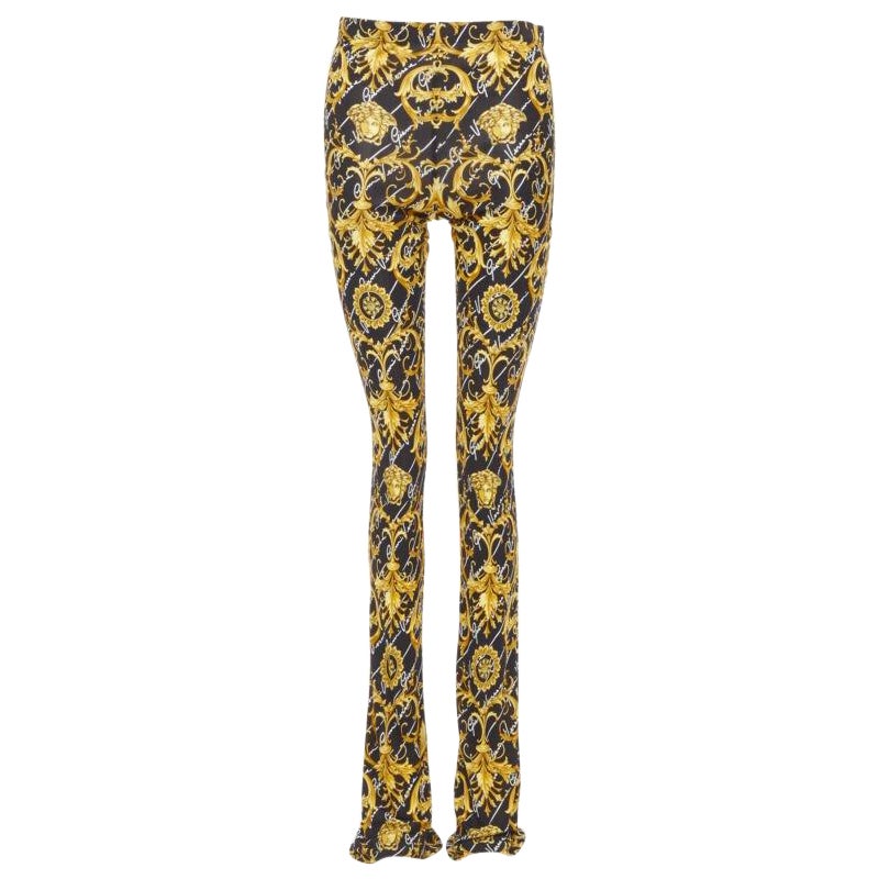 VERSACE 2020 Runway Gianni Signature Medusa Barocco gold flare pants IT42 M
