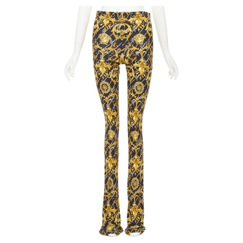 VERSACE 2020 Runway Gianni Signature Medusa Barocco pantalon flare doré IT42 M