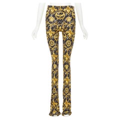 VERSACE 2020 Runway Gianni Signature Medusa Barocco pantalon flare doré IT42 M