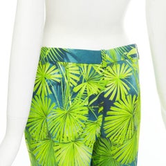 VERSACE 2020 Runway Jlo Jungle green tropical print viscose pants IT36 XS
