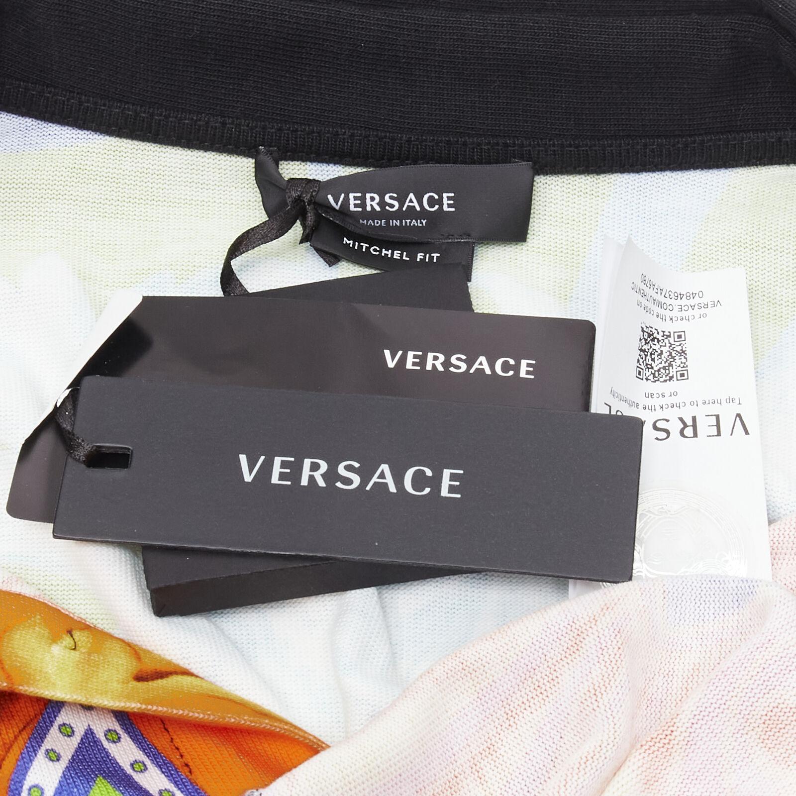 VERSACE 2020 Runway Pop Temple Box logo patchwork polo shirt top L For Sale 4