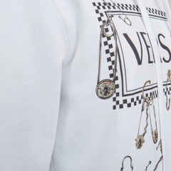VERSACE 2020 white safety pin 90s vintage logo cotton graphic sweatshirt IT38 XS