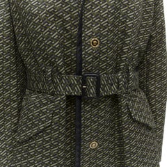 VERSACE 2021 La Greca green graphic leather Medusa Mac trench coat IT52 XL
