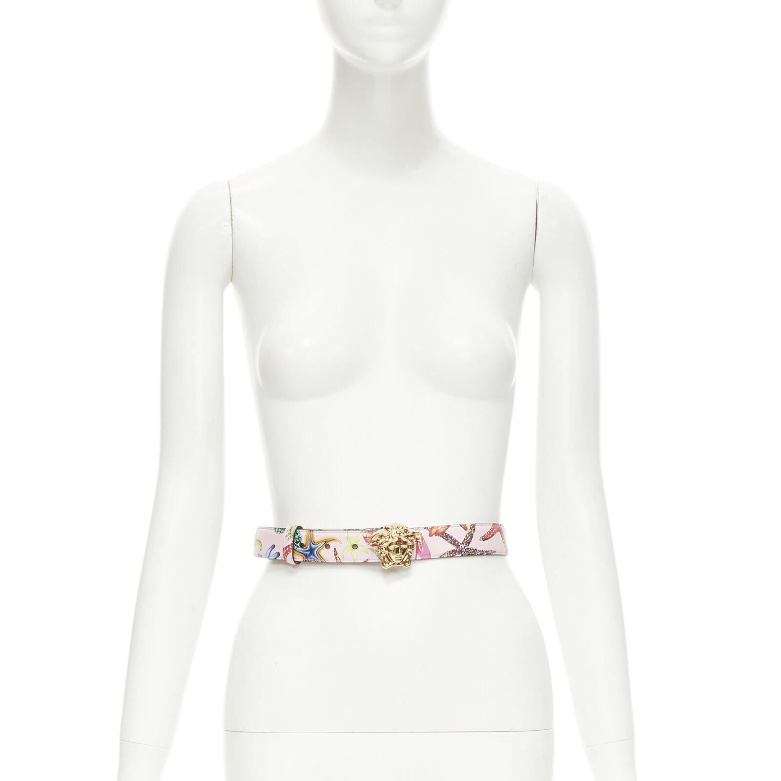 VERSACE 2021 La Medusa gold pink Tresor De La Mer leather belt 80cm 30-34