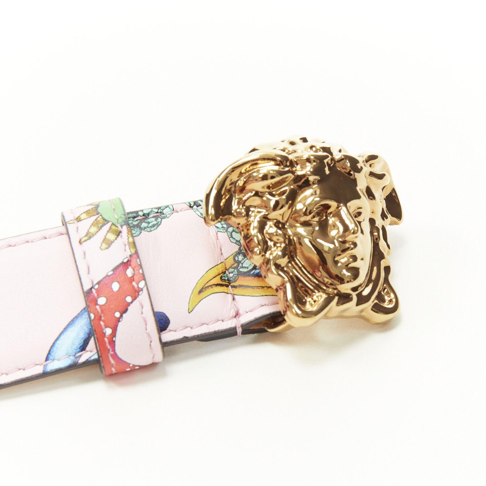 VERSACE 2021 La Medusa gold pink Tresor De La Mer leather belt 80cm 30-34