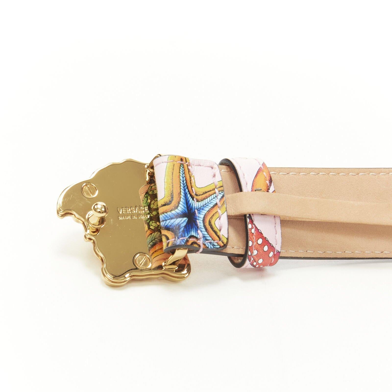 VERSACE 2021 La Medusa gold pink Tresor De La Mer leather belt 80cm 30-34