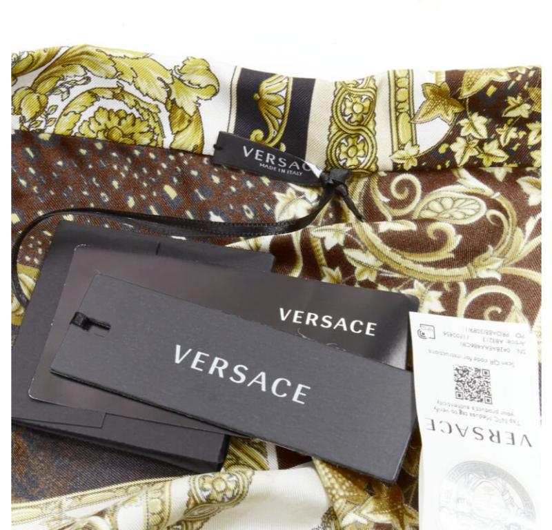 VERSACE 2021 Mosaic Barocco 100% silk print wrap tie cropped shirt IT38 XS For Sale 3