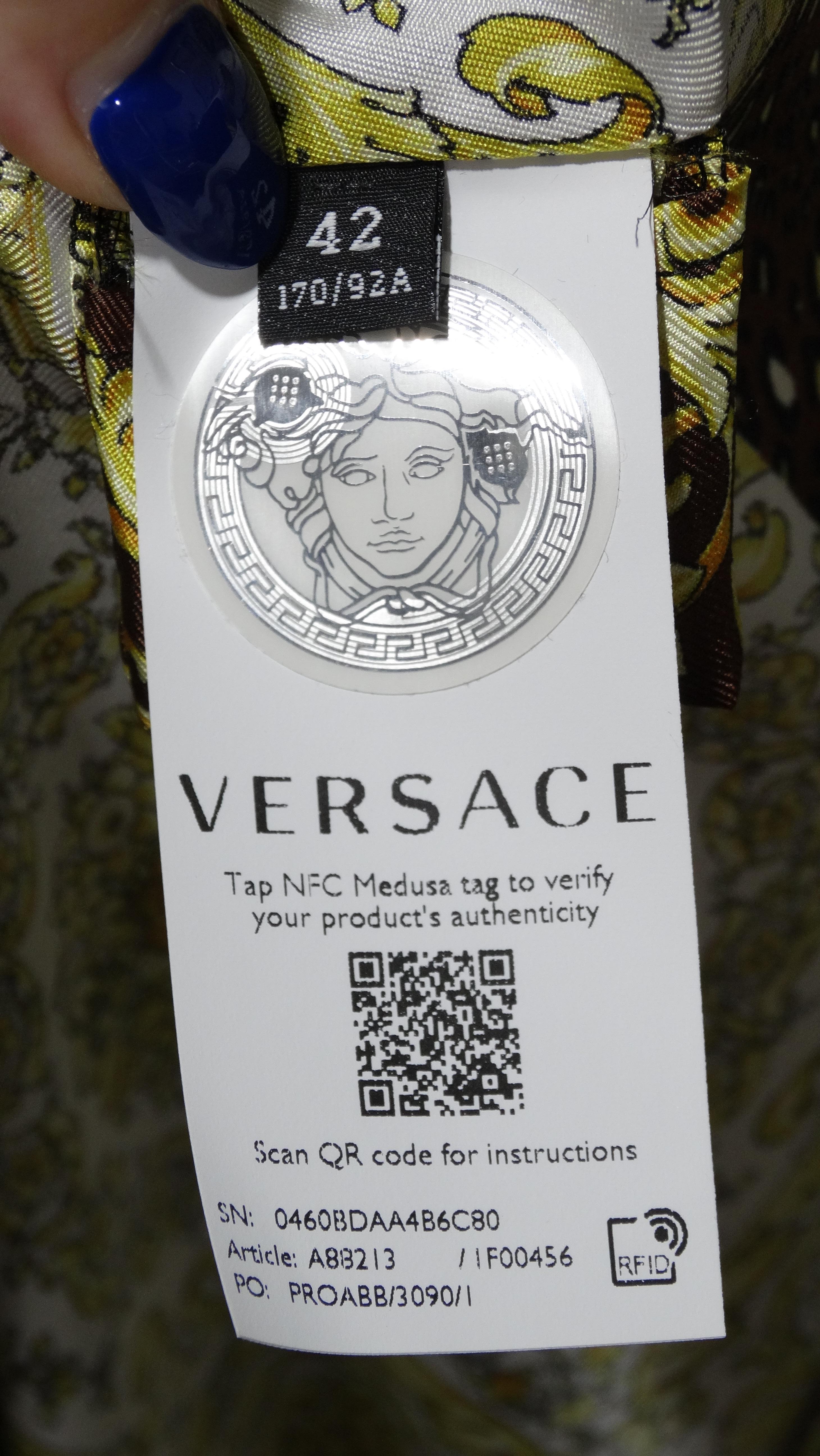 Versace 2021 Mosaic Barocco Print Silk Wrap Top 4