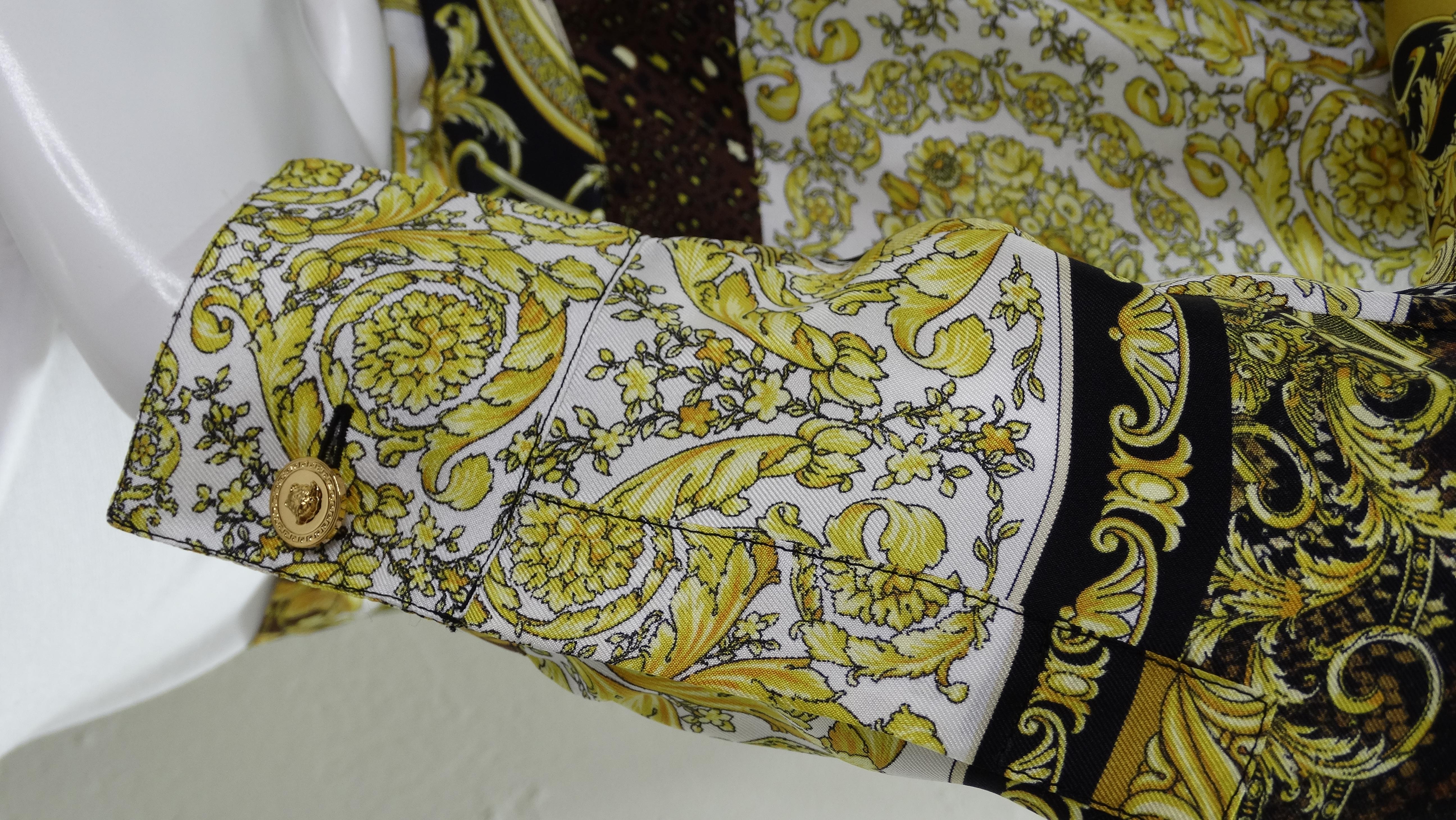 Versace 2021 Mosaic Barocco Print Silk Wrap Top 1