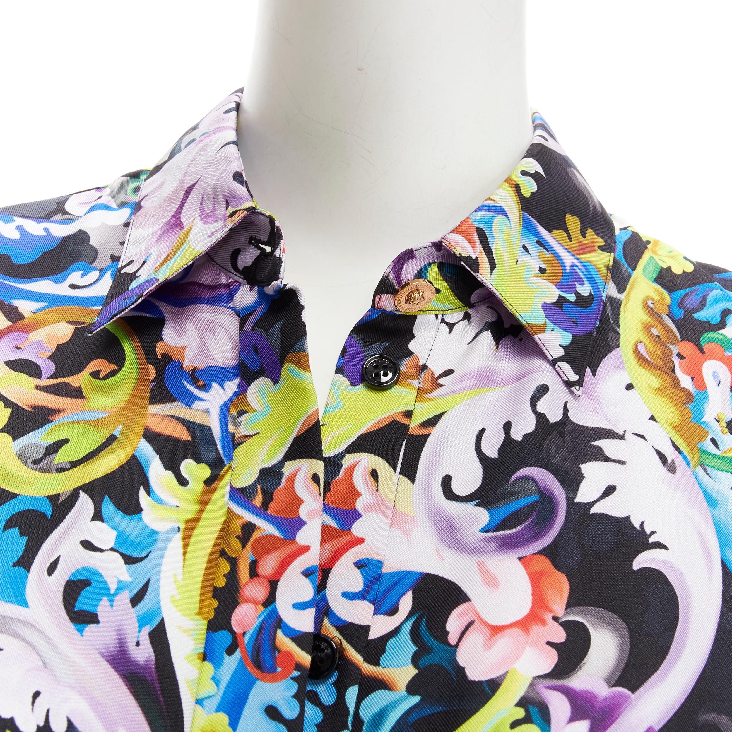 VERSACE 2021 Runway Baroccoflage 100% silk gold Medusa shirt IT40 S For Sale 1