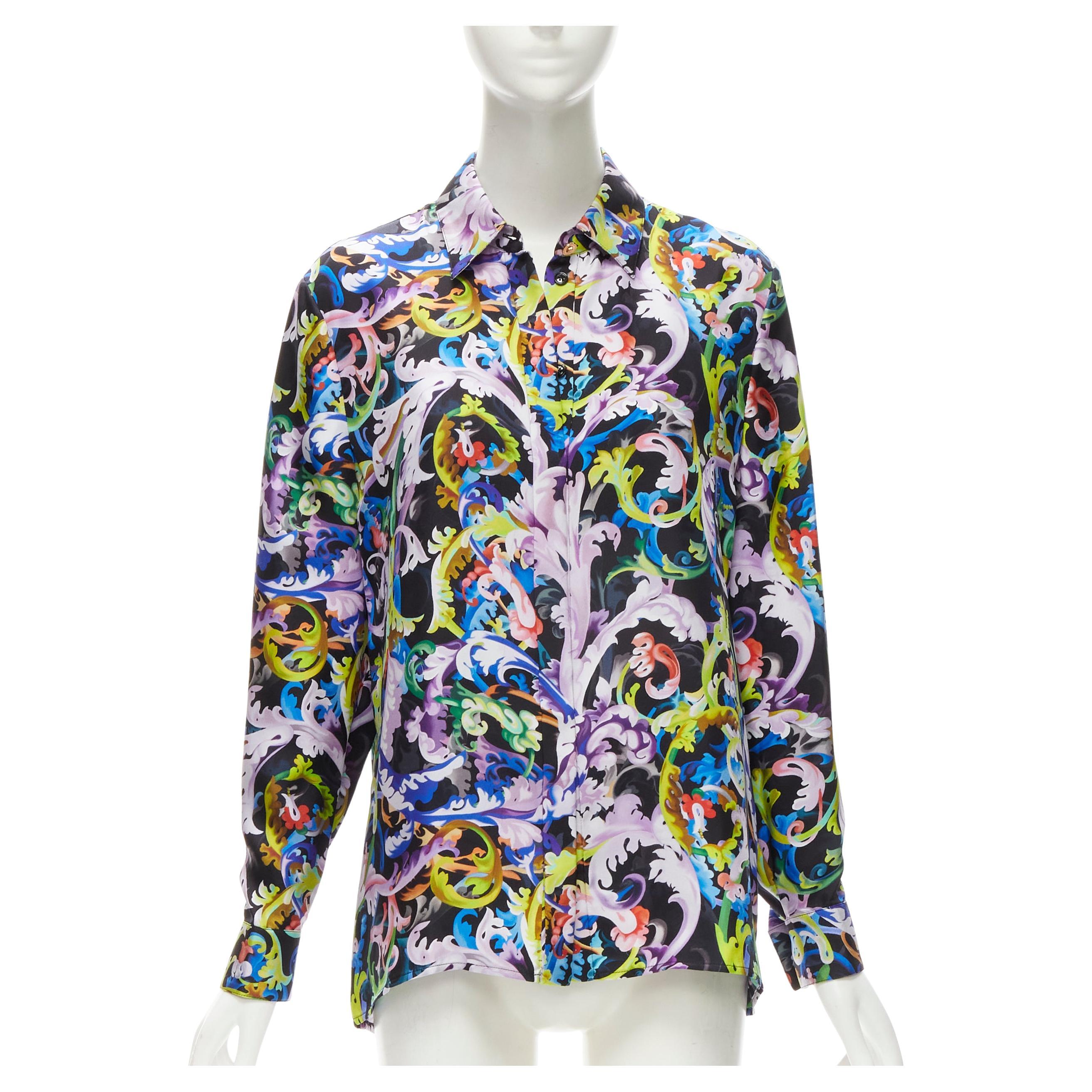 VERSACE 2021 Runway Baroccoflage 100% silk gold Medusa shirt IT40 S