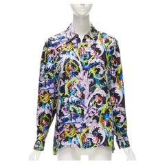 VERSACE 2021 Camicetta Baroccoflage 100% seta oro Medusa IT40 S