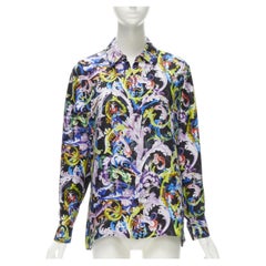 VERSACE 2021 Runway Baroccoflage 100% silk gold Medusa shirt IT42 M