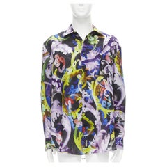 VERSACE 2021 Runway Baroccoflage colorful baroque floral linen shirt EU39 M