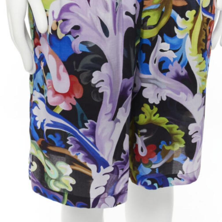 VERSACE 2021 Runway Baroccoflage floral baroque wide shorts IT46 S For Sale 3
