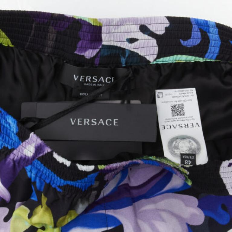 VERSACE 2021 Runway Baroccoflage floral baroque wide shorts IT46 S For Sale 4