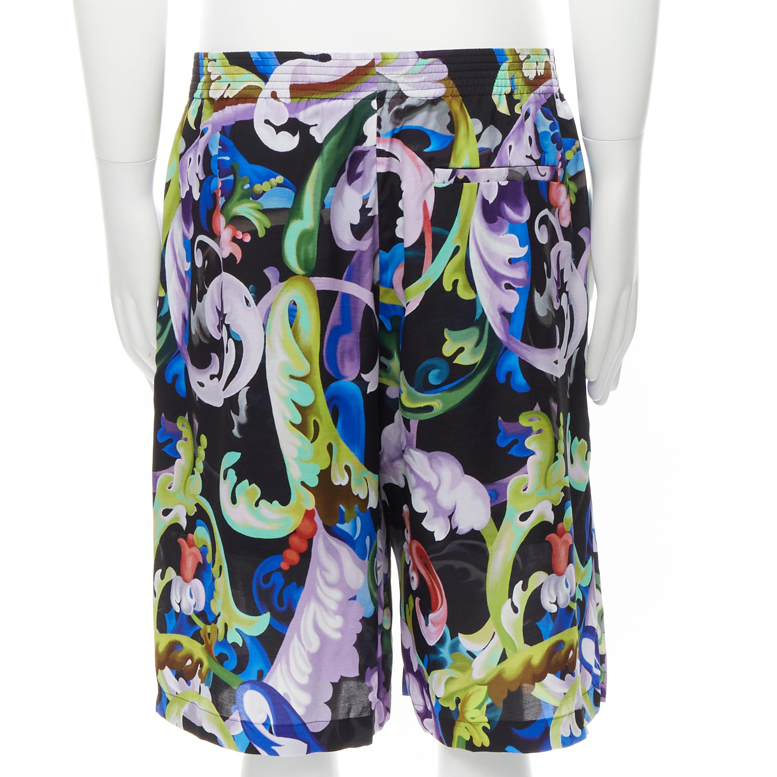 VERSACE 2021 Runway Baroccoflage floral baroque wide shorts IT50 L In New Condition For Sale In Hong Kong, NT