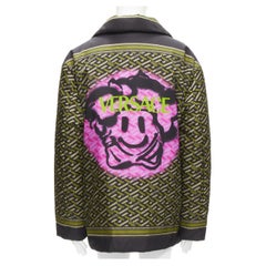 VERSACE 2021 Runway La Greca Graffiti Medusa Smiley green padded coat IT48 M