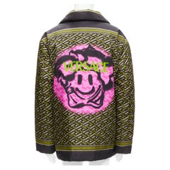 VERSACE 2021 Runway La Greca Graffiti Medusa Smiley green padded coat IT50 M