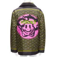 VERSACE 2021 Runway La Greca Graffiti Medusa Smiley green padded coat IT52 L