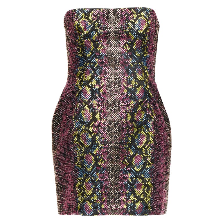 strapless open back dress Vibrant Chic Leopard Snake Print Mini Dress