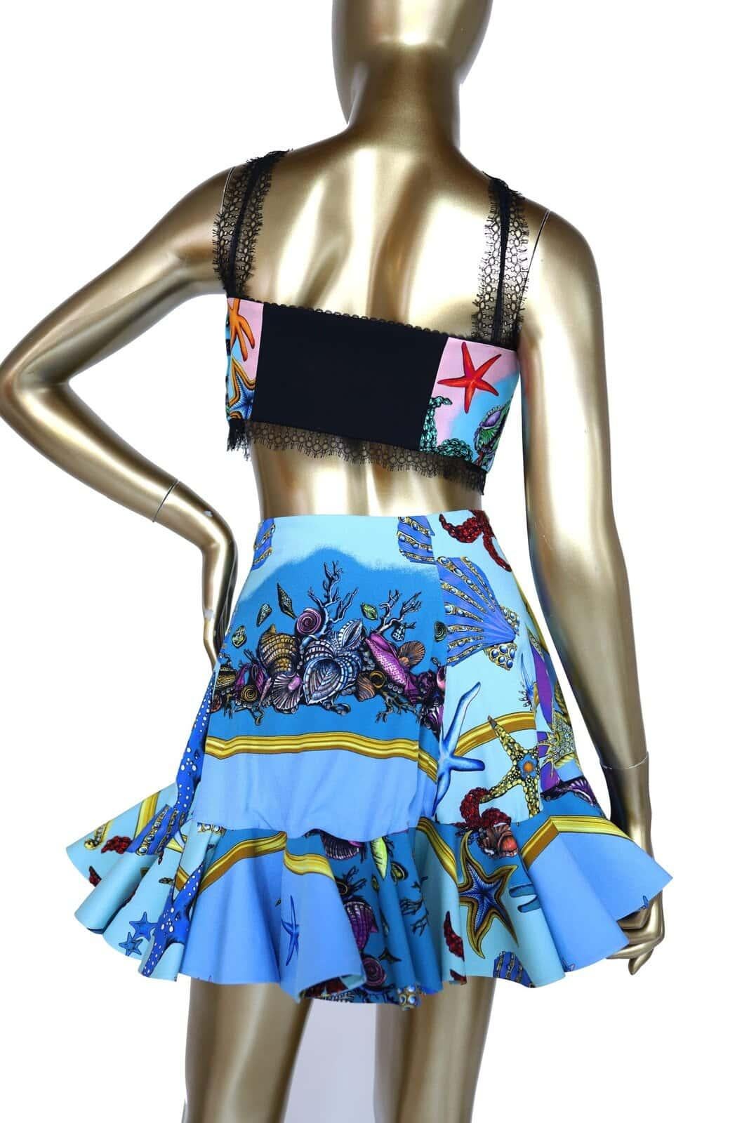 VERSACE 2021 Pasarela Tresor de la Mer falda azul de estrellas de mar IT38 en Nuevo estado para la venta en PUTNEY, NSW