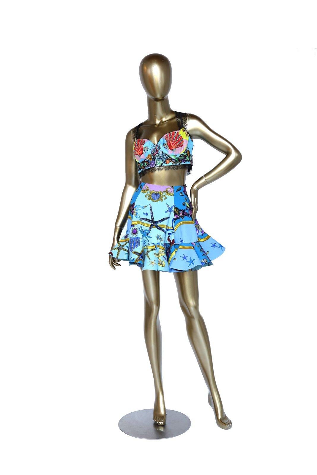 VERSACE 2021 Pasarela Tresor de la Mer falda azul de estrellas de mar IT38 en venta 1