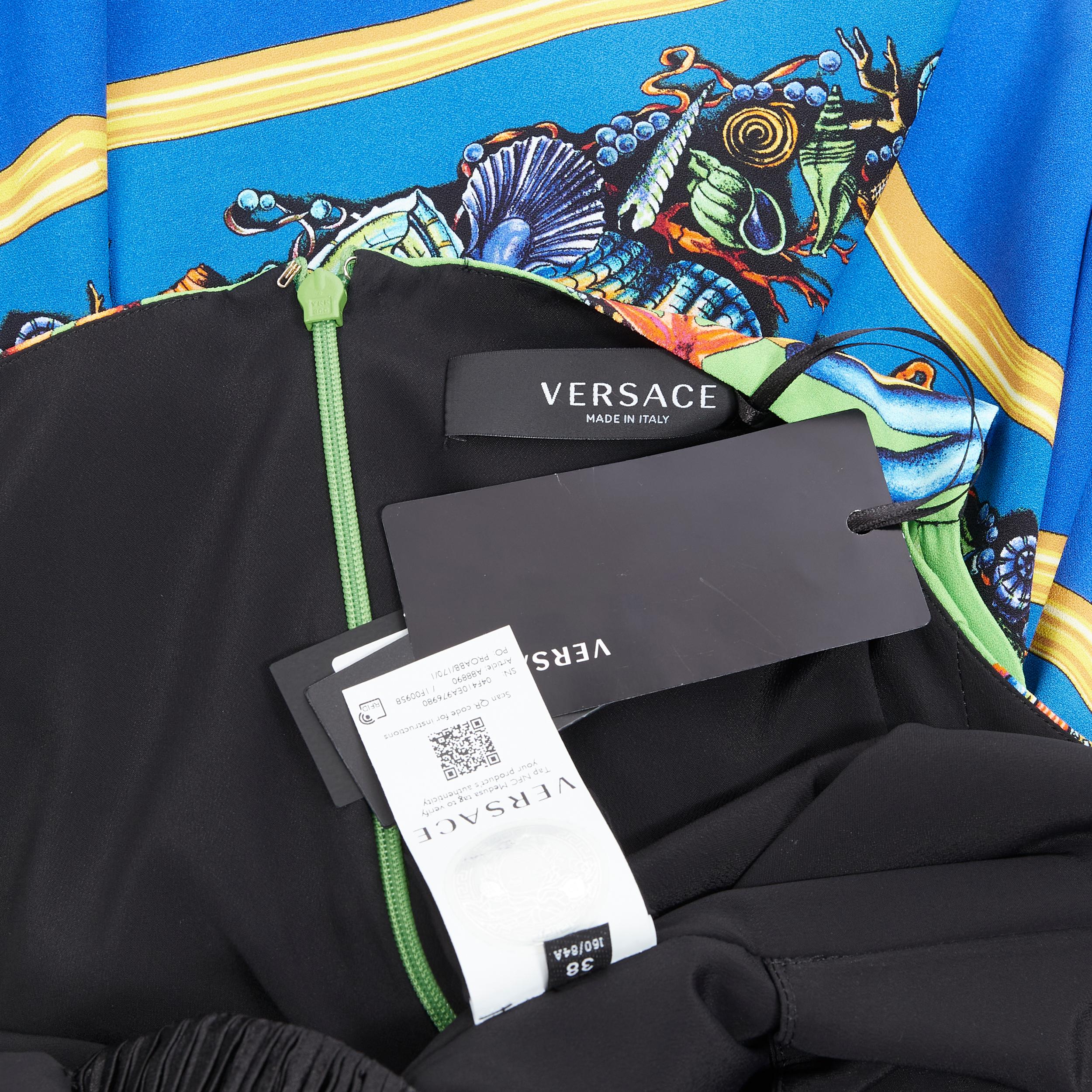 VERSACE 2021 Runway Tresor De La Mer green Medusa flared dress IT36 XXS 5