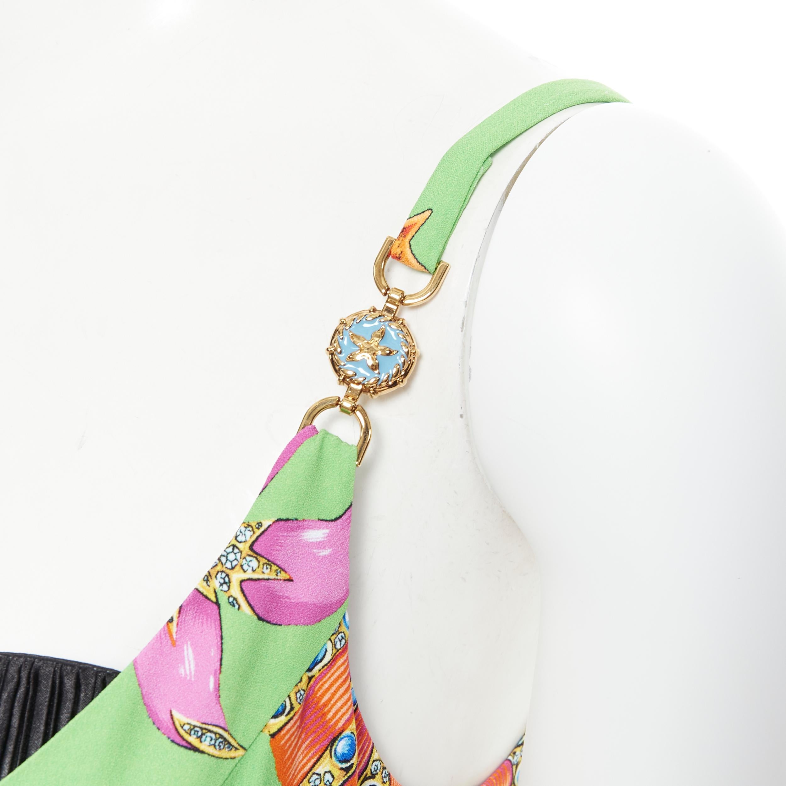VERSACE 2021 Runway Tresor De La Mer green Medusa flared dress IT36 XXS 2