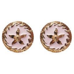 VERSACE 2021 Runway Tresor De La Mer pink enamel gold Greca starfish earring