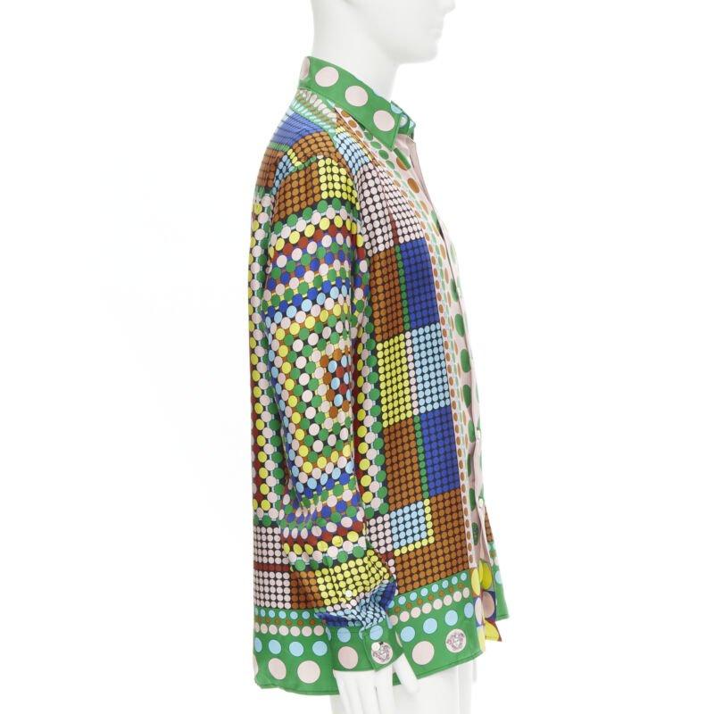 VERSACE 2021 Runway Tresor De La Mer Pop Dot 100% silk Medusa shirt EU37 XS In New Condition For Sale In Hong Kong, NT