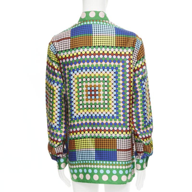 Men's VERSACE 2021 Runway Tresor De La Mer Pop Dot 100% silk Medusa shirt EU37 XS For Sale