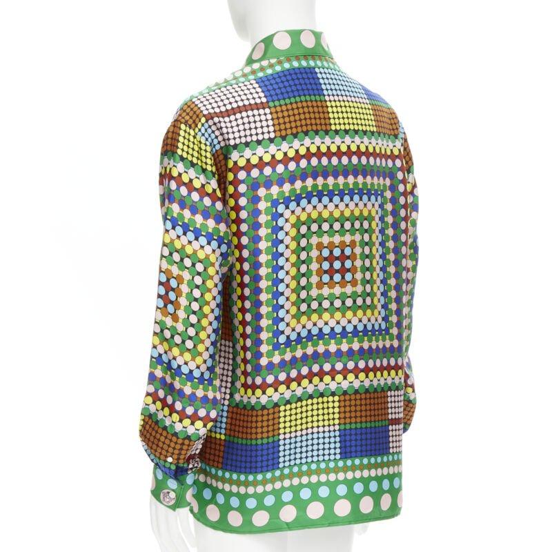 VERSACE 2021 Runway Tresor De La Mer Pop Dot 100% silk Medusa shirt EU37 XS For Sale 1