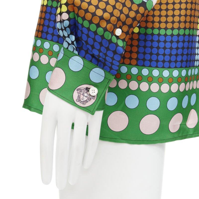 VERSACE 2021 Runway Tresor De La Mer Pop Dot 100% silk Medusa shirt EU37 XS For Sale 3