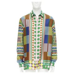 VERSACE 2021 Runway Tresor De La Mer Pop Dot 100% silk Medusa shirt EU37 XS