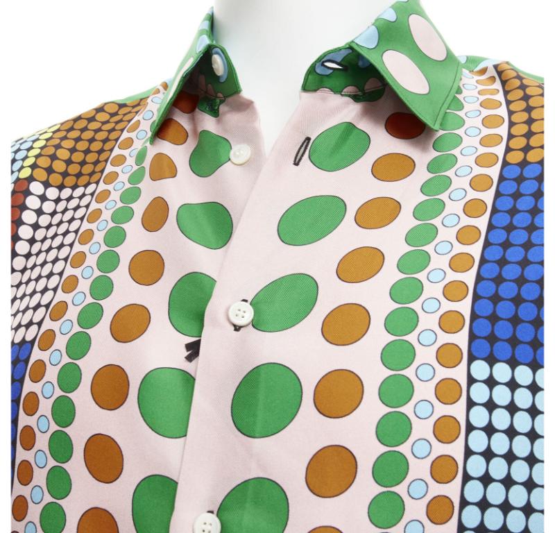 VERSACE 2021 Runway Tresor De La Mer Pop Dot 100% silk Medusa shirt EU41 XL For Sale 2
